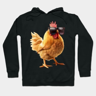 Funny chicken rooster wearing sunglasses Hoodie